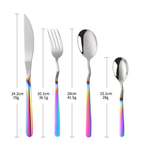 Modern gradient handle stainless steel cutlery set with knife, fork, and spoons