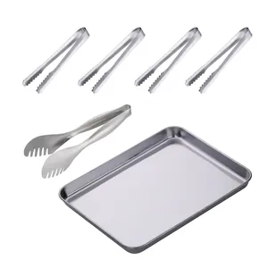 Ensemble de buffet 6 pièces en acier inoxydable avec pinces à aliments et plateau
