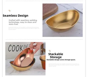 Close-up of matte stainless steel dipping bowls with seamless brushed texture finish