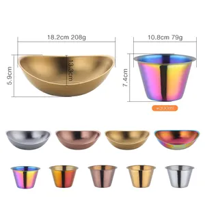 Set di ciotole per condimenti in acciaio inossidabile colorato con finiture metalliche