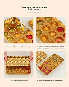 Macro view of gold 304 stainless steel sphere ice mold with 24-hole large capacity design