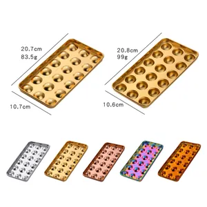 21-grid 304 stainless steel round ice cube tray mold with lid in various colors