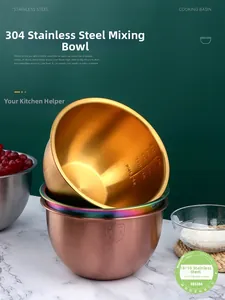 Detail of 304 stainless steel mixing bowls with internal measurements and 2.5L capacity