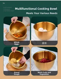 Detail showing inner measurement scale and 304 stainless steel mark on the golden bowl