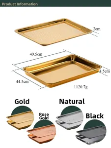 Detail showing rectangular stainless steel deep tray and perforated draining pan dimensions