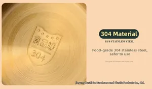 Macro shot of 304 stainless steel food grade bowl with gold brushed metal texture