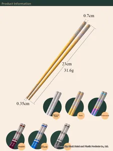 Paramètres de taille détaillés et six variantes de couleur des baguettes en acier 316L