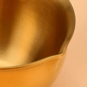 Mini golden 304 stainless steel milk pan with brushed finish and pour spout design