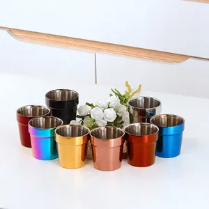 Double Wall Stainless Steel Cup 304 Insulated Korean Style Metal Tumbler For Coffee Tea Espresso Water Wine Drinking Mug