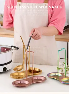 Moderne roestvrijstalen lepelhouders in goud, roségoud en regenboogkleuren voor de keuken