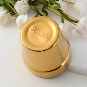 Golden double-layer 304 stainless steel cup with SUS304 bottom stamp for dining