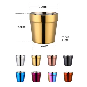 Insulated 175ml 304 stainless steel cups in gold and multiple colors for dining