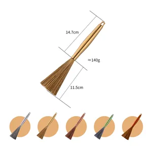SUS304 stainless steel kitchen pot brush with long handle in five metallic finishes