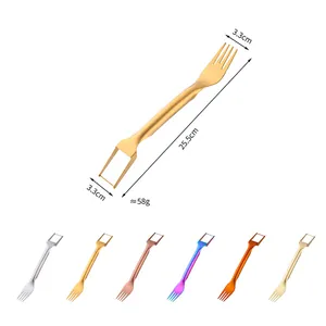 2-in-1 stainless steel watermelon slicer fork in six colors with 25.5cm dimensions