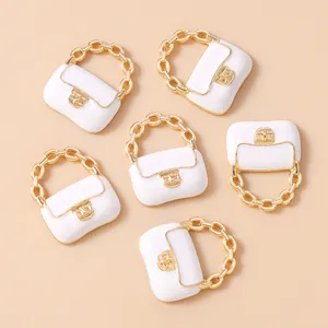 Set mit 6 weiß-goldenen Handtaschen-Anhängern für DIY-Schmuck und Schlüsselanhänger