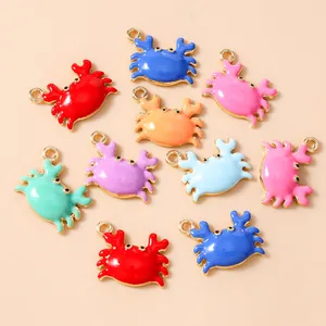 Enamel Crab Animal Charms For DIY Jewelry Making Alloy Drip Oil Pendants For Bracelet Necklace Earrings Accessory