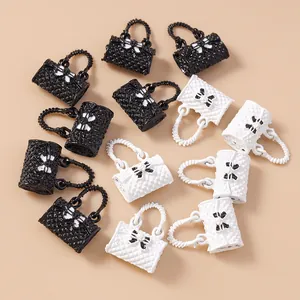 Quilted Mini Handbag Charms Alloy Bow Purse Pendants For DIY Jewelry Making Keychain Earrings Craft Decorative Accessories