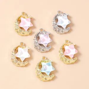 DIY Moon Star Alloy Charms Hammered Metal Pendants For Jewelry Making Necklace Bracelet Keychain Women Handmade Craft