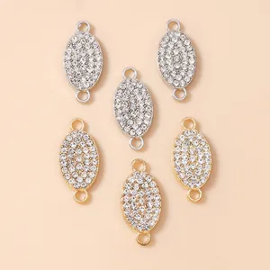 Oval Rhinestone Connectors Zinc Alloy Geometric Double Hole Jewelry Findings For DIY Necklace Bracelet Making Gold Silver Accessories