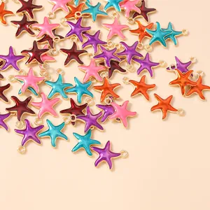 Colorful starfish charms in various enamel finishes for DIY jewelry making and crafts