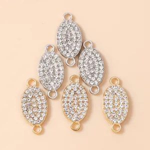 Oval rhinestone geometric pendants in gold and silver for DIY jewelry making