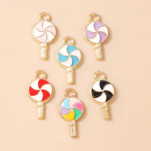 Charmants Pendentifs en Forme de Sucette en Alliage de Zinc et Émail pour Création de Bracelets Colliers Porte-clés DIY Bijoux