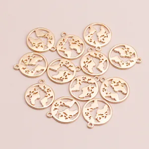 Set of gold-plated alloy world map charms for DIY necklace and jewelry making