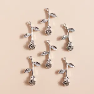 Silver alloy rose flower pendants for DIY necklaces and jewelry making accessories