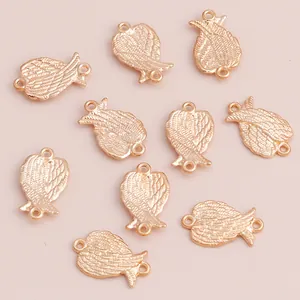 Goldene Feder-Anhänger aus Legierung für DIY-Schmuck mit eleganten Flügel-Texturen