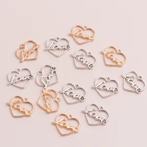 Pendentifs cœur Love dorés et argentés pour la création de colliers et bijoux DIY