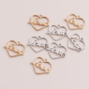 Lot de 20 pendentifs cœur Love dorés et argentés pour la création de bijoux DIY