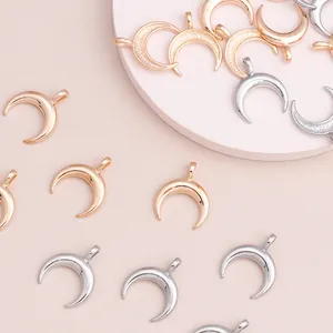 Bulk gold and silver crescent moon charms in electroplated alloy for DIY jewelry making