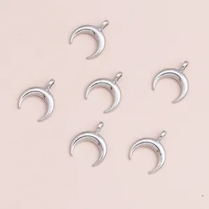 Polished silver crescent moon pendants set for DIY jewelry making accessories