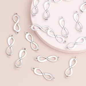Conectores de símbolo de infinito plateados con dos bucles para joyería artesanal