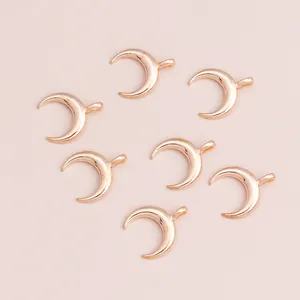 Pack of rose gold crescent moon pendants with top rings for DIY jewelry making