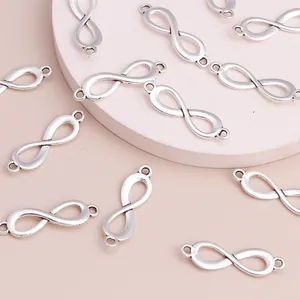 Dijes de Aleación Símbolo Infinito Conectores de Doble Bucle Plata para Fabricación DIY de Collares Pulseras Accesorios