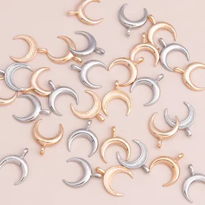 20pcs electroplated alloy crescent moon charms in gold and silver for DIY jewelry making