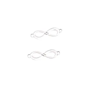 Conectores de símbolo infinito plateados con bucles dobles para joyería artesanal