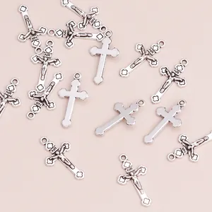 Set di ciondoli a croce vintage in lega d'argento per creazione di gioielli fai-da-te