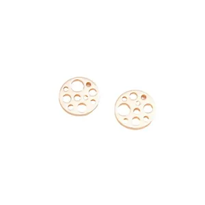 Rose gold geometric hollow circular stud earrings in a minimalist metal design