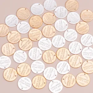 20pcs vintage round geometric metal charms with letter engraving for DIY jewelry