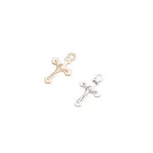 Pendenti a croce INRI lucidi in argento e oro per gioielli fai-da-te e collane moda