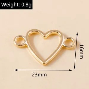Vista dettagliata del connettore a cuore in lega 23x16mm con misure per gioielli fai da te