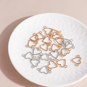 Connettori per gioielli a forma di cuore in oro e argento per creazioni fai-da-te