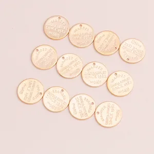 20pcs geometric round metal letter pendants for DIY accessories in gold finish