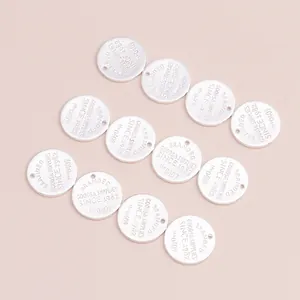 Silver round geometric pendant with engraved English letters for DIY jewelry making