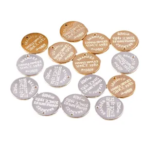 20pcs round geometric metal letter pendants in gold and silver for DIY jewelry accessories