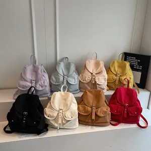 Sacs à dos vintage minimalistes multicolores avec doubles poches pour voyage et école