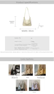 Detailed view of 30x24x9cm multi-functional PU tote bag with size and color specifications