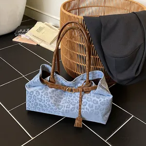 Borsa Tote da Donna con Stampa Leopardata in Pelle PU Grande Capacità Borsa a Tracolla Retro Moda Casual Pendolare Borsa